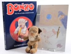 An early 20th century Chad Valley cream velvet 'Baby' Bonzo Dog:, with articulated limbs,