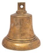 A George V 10ins brass Fire Bell: stamped with Royal cypher and PPP, with detachable hammer, 28cm.