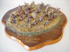 A 1/72nd diorama of The Charge of The Light Brigade: mounted in a naturalistic setting on a