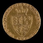 A 1790 George III spade guinea:, ex. mount.
