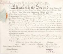 An ERII Commissioning document to 2nd Lieut D N F Hammer The Parachute Regiment:,