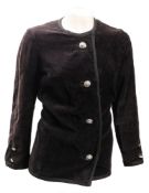 A Mary Quant 'Ginger' black corduroy jacket:, together with a purple mohair jacket by 'Jay Dee',