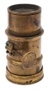 A brass daguerreotype portrait lens by F J Cox, London, circa 1858:,