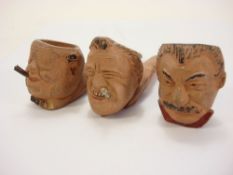 A group of three WWII clay pipes of 'The Big Three', Roosevelt, Stalin & Churchill:,
