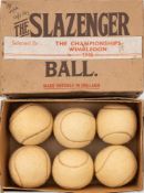A set of six late 1940s/50s Slazenger tennis balls,
