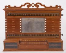 A Victorian mahogany snooker scoreboard by Thurston and Co, London:,