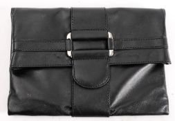 Alexander McQueen black leather Novak envelope evening bag:, with silver plated hardware,