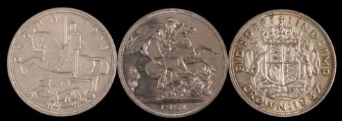 George V Crown 1935 and two George VI Crowns,