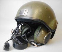 RACAL, a British Army armoured vehicle helmet: with headphones, microphone and associated wiring.