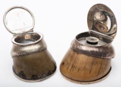 A silver mounted hoof inkwell, maker John Samuel Hunt, London, 1847: inscribed,