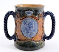 A Royal Doulton Lord Nelson commemorative twin handled mug:,