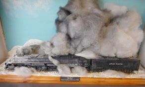 A 1/72nd diorama of a Union Pacific 'Big Boy' locomotive and tender approaching Sherman Hill: