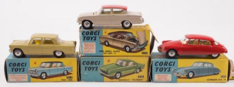 Corgi No 210S Citroen DC 19:, together with No 217 Fiat 1800 and No 234 Ford Consul Classic,