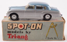 Spot-On No 102 Bentley Saloon:, two tone blue with light blue upper and silver lower,
