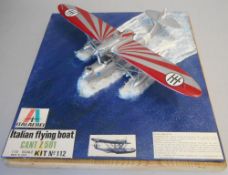 A 1/72nd diorama of an Italian flying boat: Cant Z 501, mounted on a wood base,