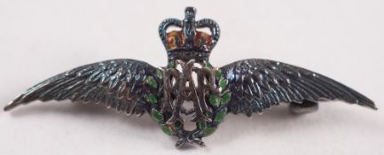 An enamel and marcasite RAF sweetheart brooch:.