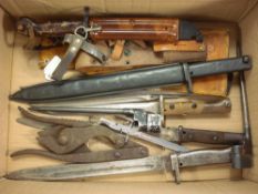 A collection of various bayonets and bayonet parts etc:.