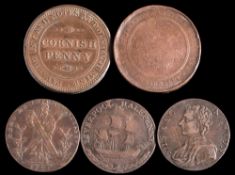 A group of five mixed tokens:.