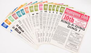 A collection of sixteen Marquee Club Flyers dating between April 1968 to August 1970:,