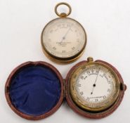 A gilt brass pocket barometer by Negretti & Zambra, London:, numbered '15600',