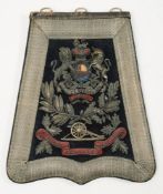 A Victorian full dress embroidered sabretache of the Fourth Lancashire Artillery Volunteers:,