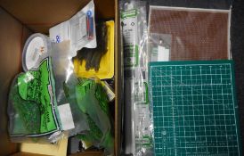 A collection of assorted modelling accessories: diorama accessories plasticard etc.