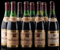 Eight bottles of Gran Sangre de Toro, Miguel Torres Resrve 1993 (one vintage 1984).