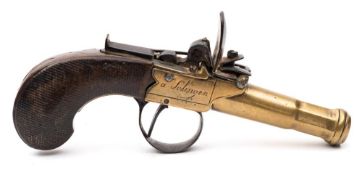 A late 18th/early 19th century flintlock pocket pistol by P Pieper & Co, Solingen:,