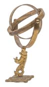 A gilt brass gimballed cabin sconce:,