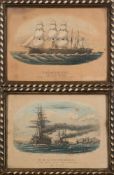 A pair of late 19th century polychrome mezzotints of HMS Agincourt:, published by H M Currie,