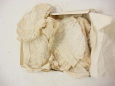Five assorted 19th century lace and cutwork babies bonnets: (5).