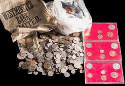 A mixed lot of mainly English coins:, copper and silver including a 1935 Crown.