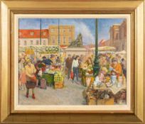 * Paul Bullard [1918-1996]- Market Day,:- signed bottom left oil on canvas, 40 x 50cm.