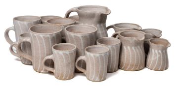 *Frances Pollard (Contemporary) a group of domestic stonewares: comprising five graduating jugs and
