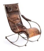 A mid 20th Century steel rocking chair in the manner of R W Winfield & Son:, unsigned,
