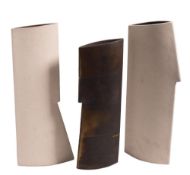 *Val Barry (1937-2018) three stoneware 'sentry' vases: each of narrow profile with notched margin,