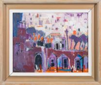 * Jean Rees [1914-2004]- Beach Huts & Houses, Positano,:- signed,