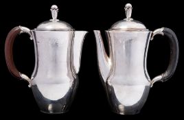 A Georg Jensen beaten silver two-piece coffee service model No 456, stamped marks: of ovoid form,