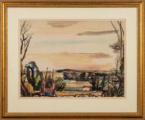 * Rowland Suddaby [1912-1972]- Kentish landscape,:- signed and dated '47 bottom right watercolour,