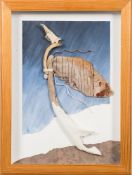 * Robert John Offord [1951-2019]- Flotsam Angel,:- mixed media collage, 24 x 17cm.