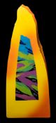 *Richard Godfrey (1949-2014) a slab built vessel: of abstract obelisk form decorated front and