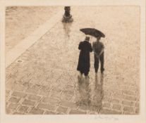 * Wilfred R E Fairclough [1907-1996]- Torcello umbrellas,:- two etchings,