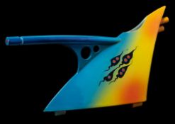 *Richard Godfrey (1949-2014) a slab built jug: of 'rocket ship' form decorated front and verso with