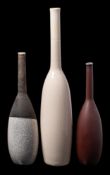 *Charlotte Howison (Contemporary) three semi-porcelain bottles: of slender oviform with elongated