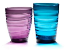 James Powell & Sons (Whitefriars) two vases: comprising a large amethyst ribbon trailed vase