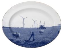 *Paul Scott (Contemporary) Cumbrian Blue plate: 'Watchtree' No.