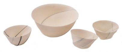 *Alison Gautrey (Contemporary) four eggshell spun porcelain bowls: of faceted hemispherical form