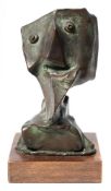* Jean Mahie (20th/21st Century Continental) Abstract bronze study of a bearded man: signed to the