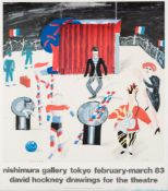 Three art exhibition posters,: comprising David Hockney Drawings for the Theatre,