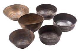 *Val Barry (1937-2018) six porcelain bowls: of thinly thrown form comprising three ribbed examples,